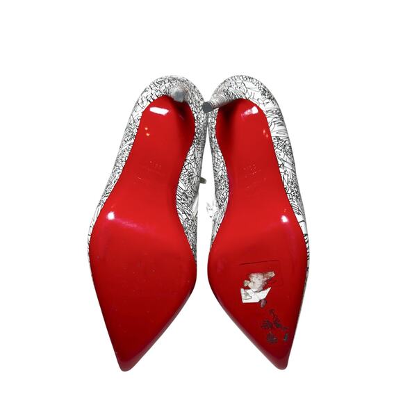 Christian Louboutin So Kate Booty White Graffiti Patent Heels Ankle Boots 39.5 - Picture 4 of 6